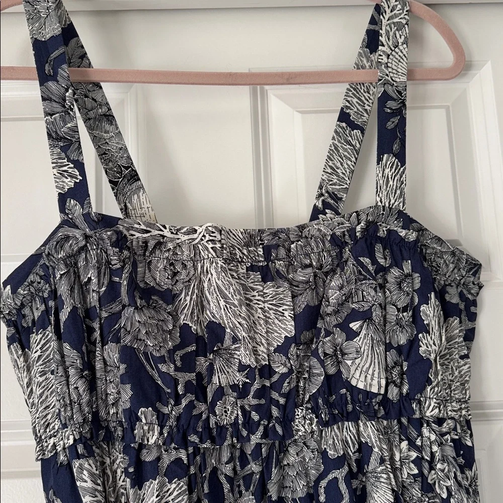 J. Crew Navy White Ratti Seashell Print Midi Tank Dress Pockets Size: 10 NWOT